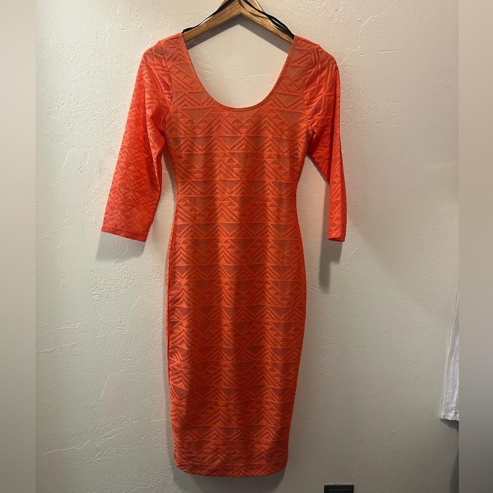 Fire Los Angeles Vibrant Orange Long Sleeve Dress